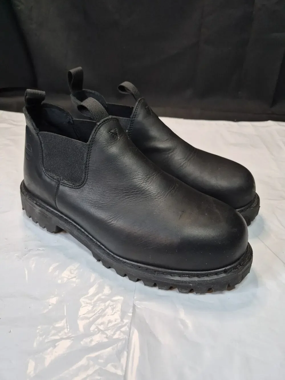 Lehio Romeo Work Boots Slup On Men Size 10 EW Black Steel Toe Leather Work Boot